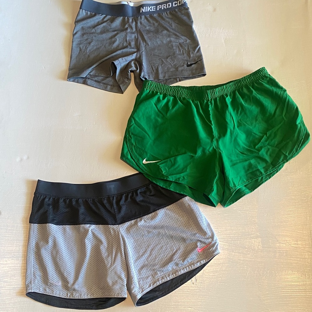 Nike Women's Shorts Trio - Green, Gray, Black